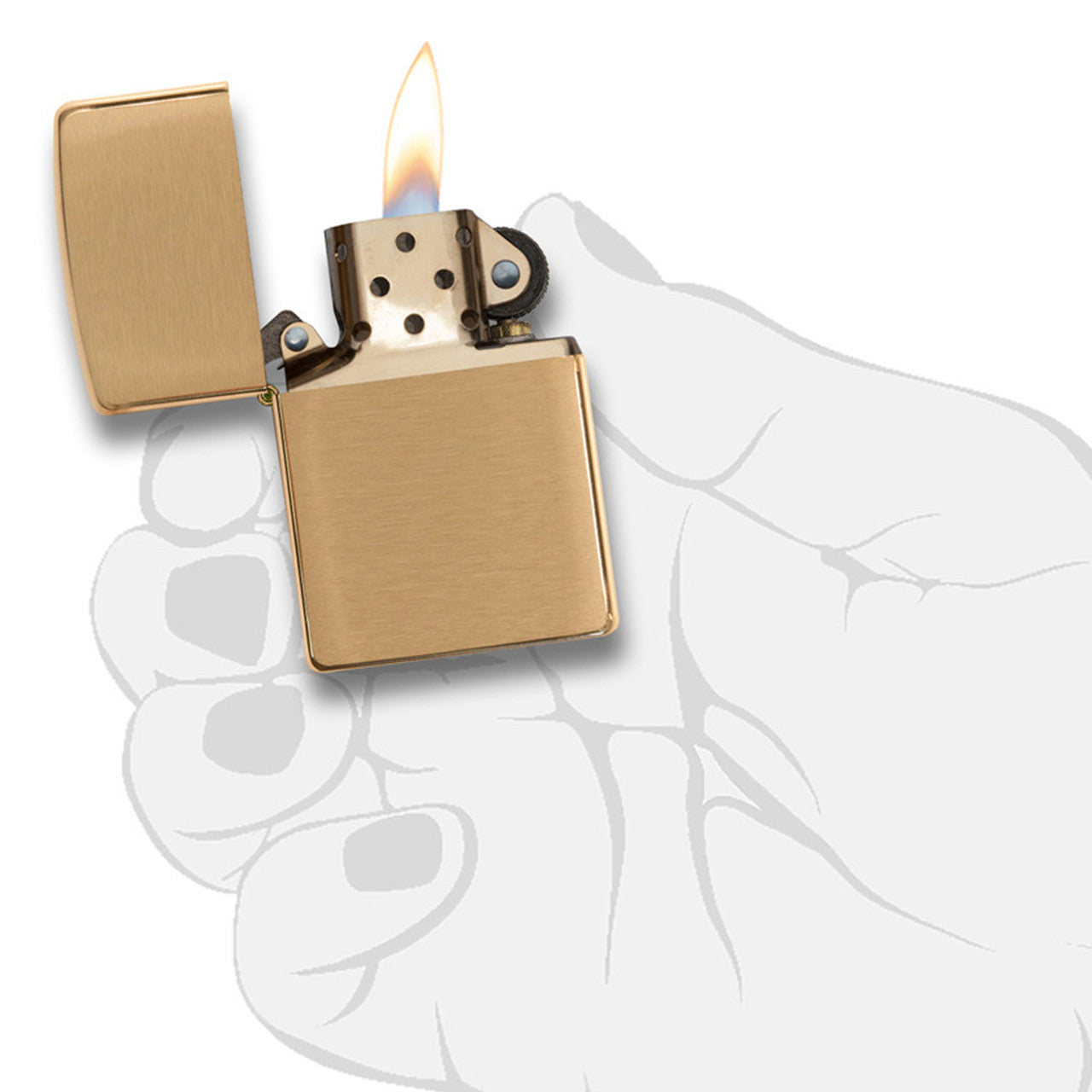 Zippo Lighter Brushed Finish Brass 204B Gold