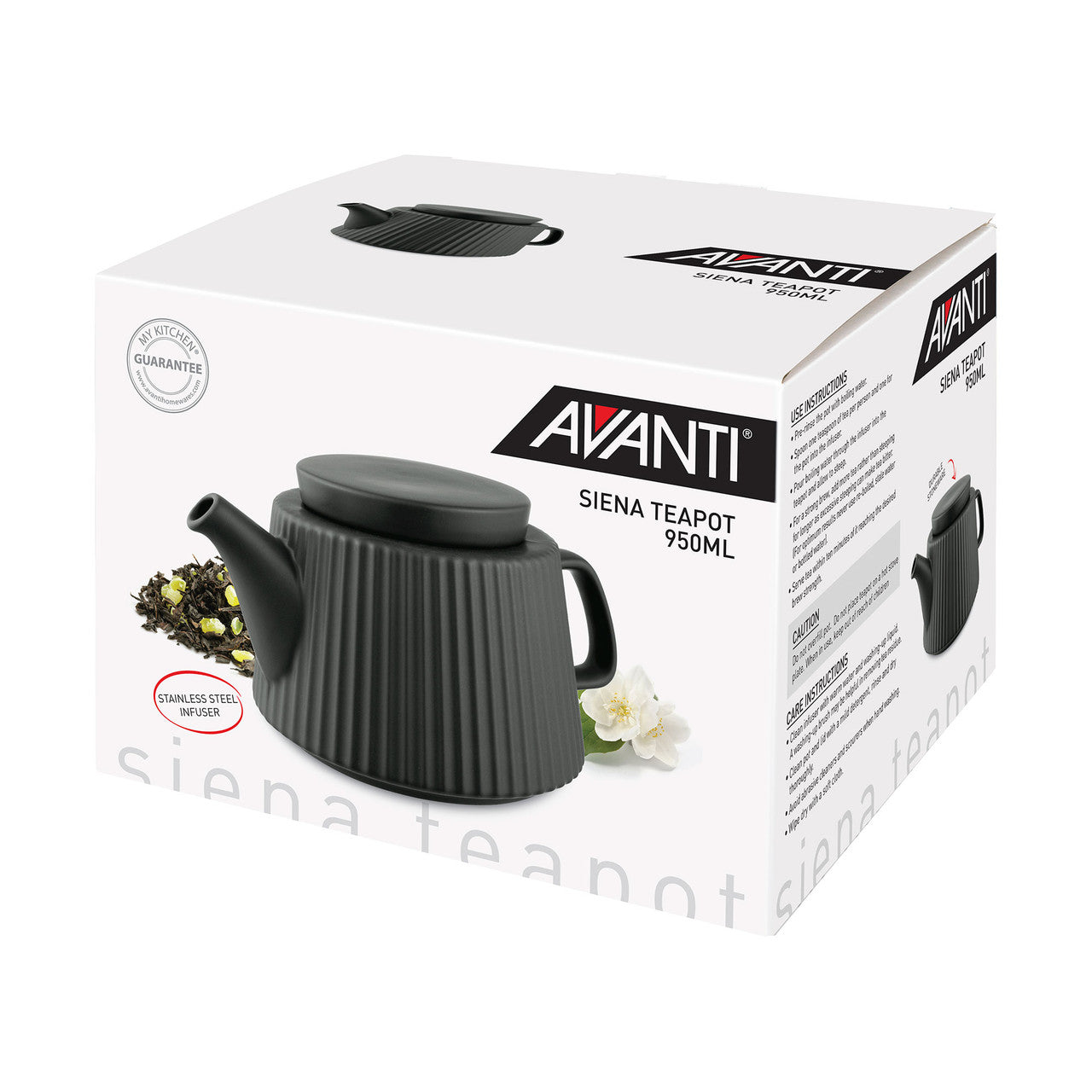 Avanti Siena Teapot 950ml - Charcoal
