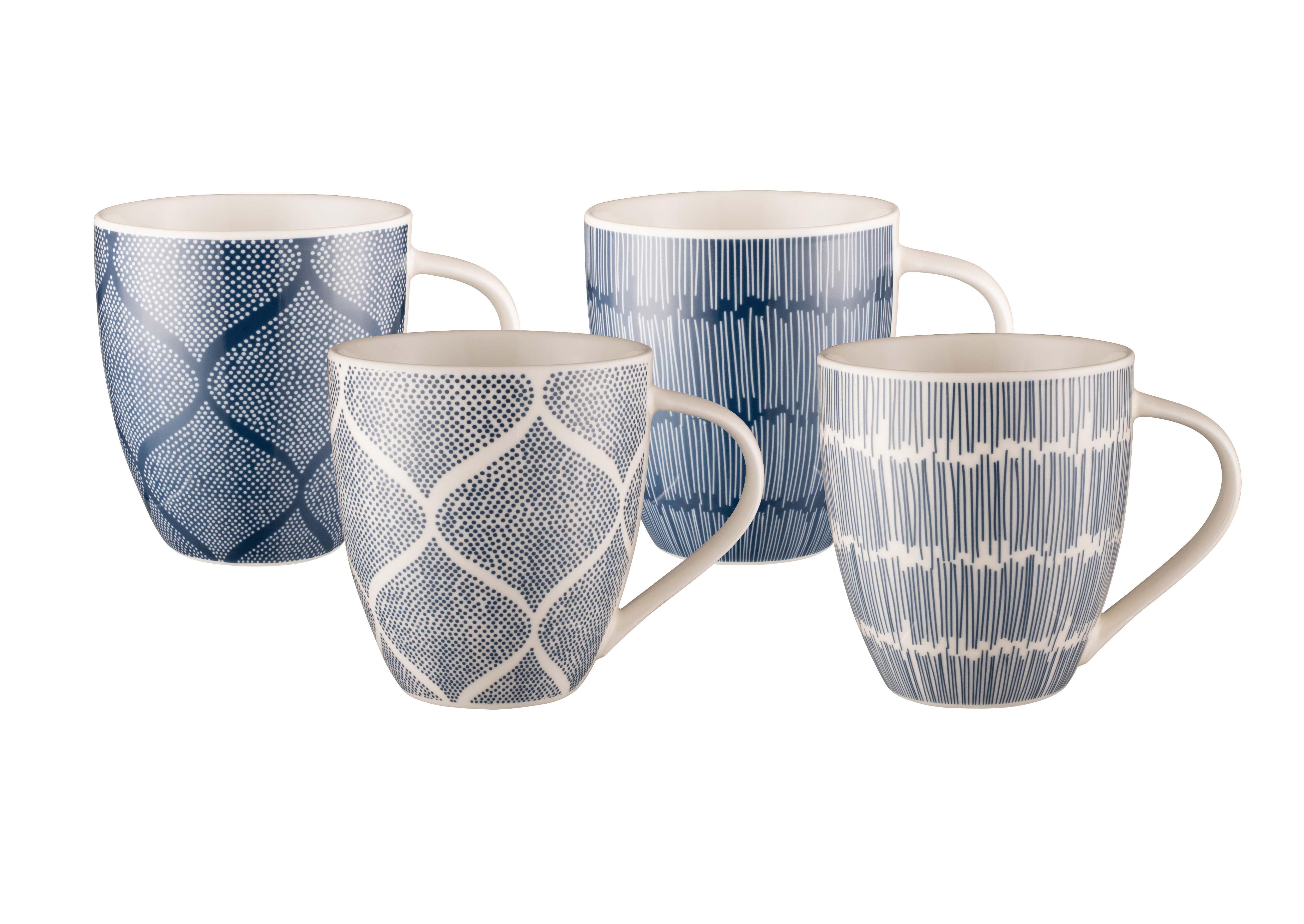 Bundanoon Mega Mug 500ml Set of 4 - Indigo Sketch