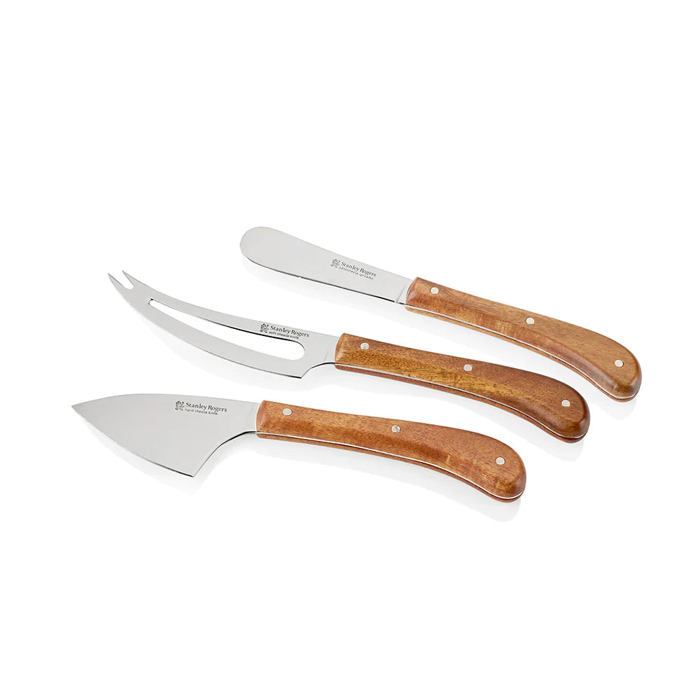 Stanley Rogers Pistol Grip 3 Piece Cheese Knife Set - Acacia Wood