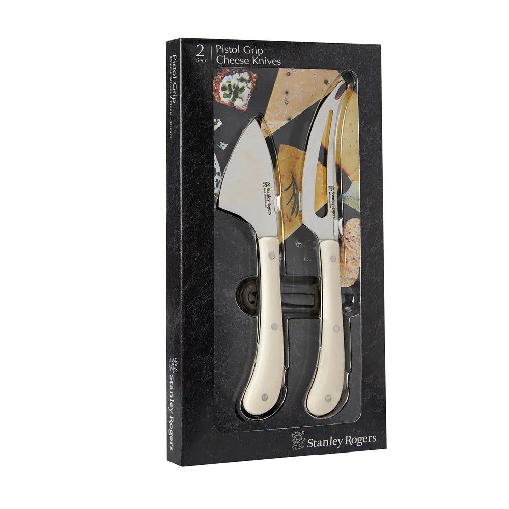 Stanley Rogers Pistol Grip 2 Piece Cheese Knife Set - Cream
