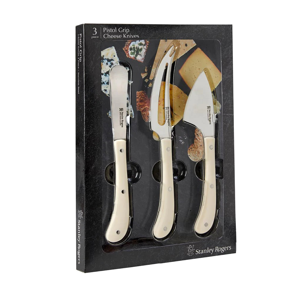 Stanley Rogers Pistol Grip 3 Piece Cheese Knife Set - Cream