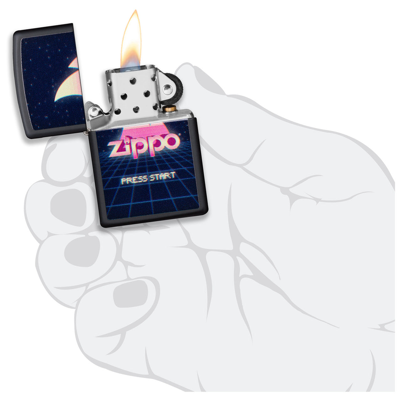 Zippo Lighter Press Start Gaming Design Black Matte