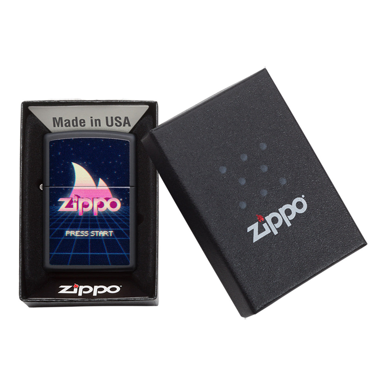 Zippo Lighter Press Start Gaming Design Black Matte