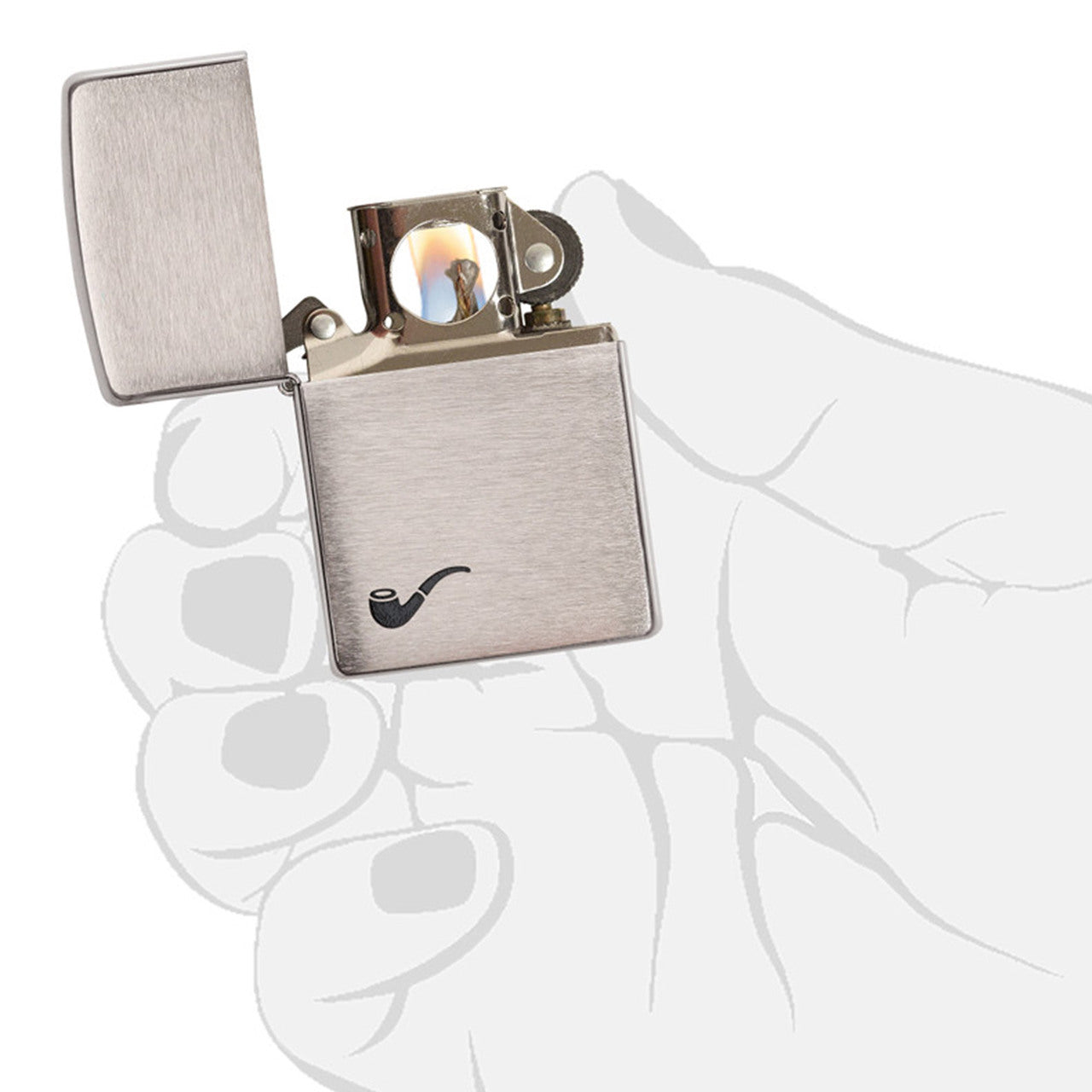 Zippo Windproof Lighter Pipe Brushed Chrome