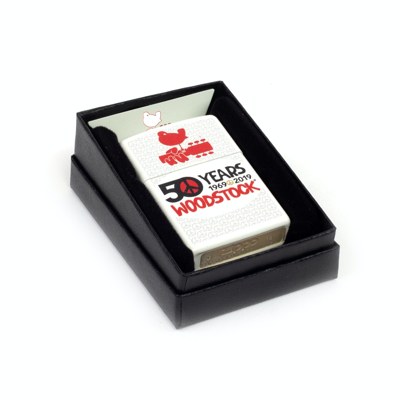 Zippo Windproof Woodstock 50 Years Lighter White Matte