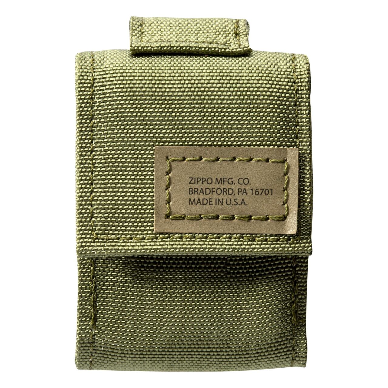 Zippo Black Crackle Windproof Lighter And Green Tactical Pouch Gift Set