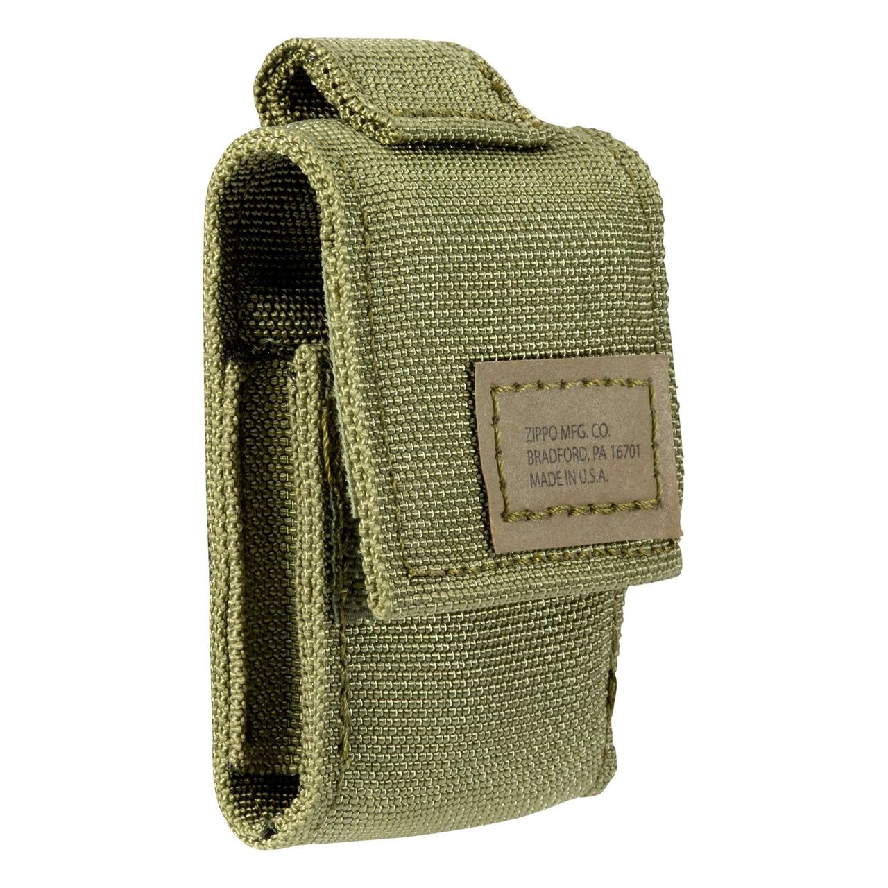 Zippo Black Crackle Windproof Lighter And Green Tactical Pouch Gift Set