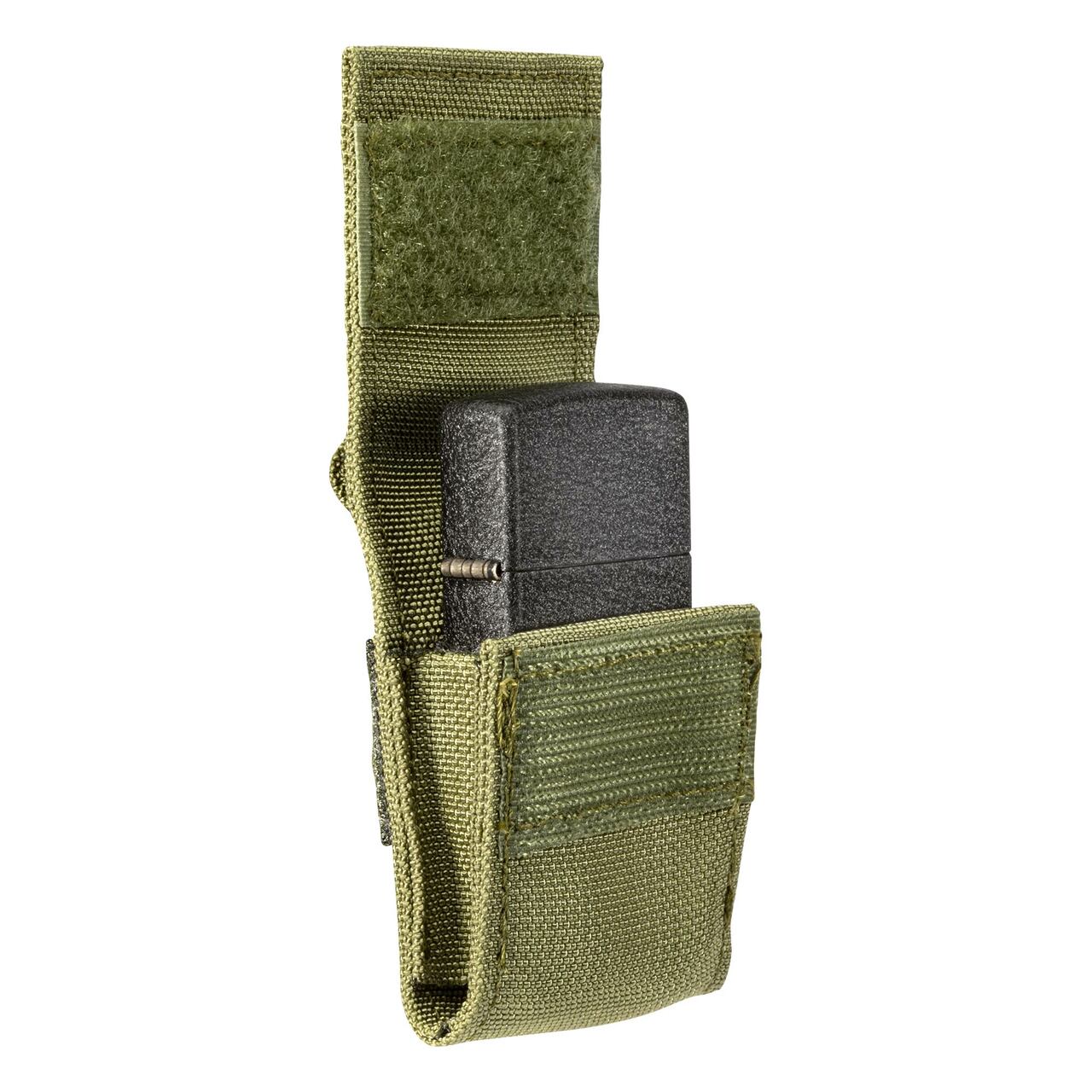 Zippo Black Crackle Windproof Lighter And Green Tactical Pouch Gift Set