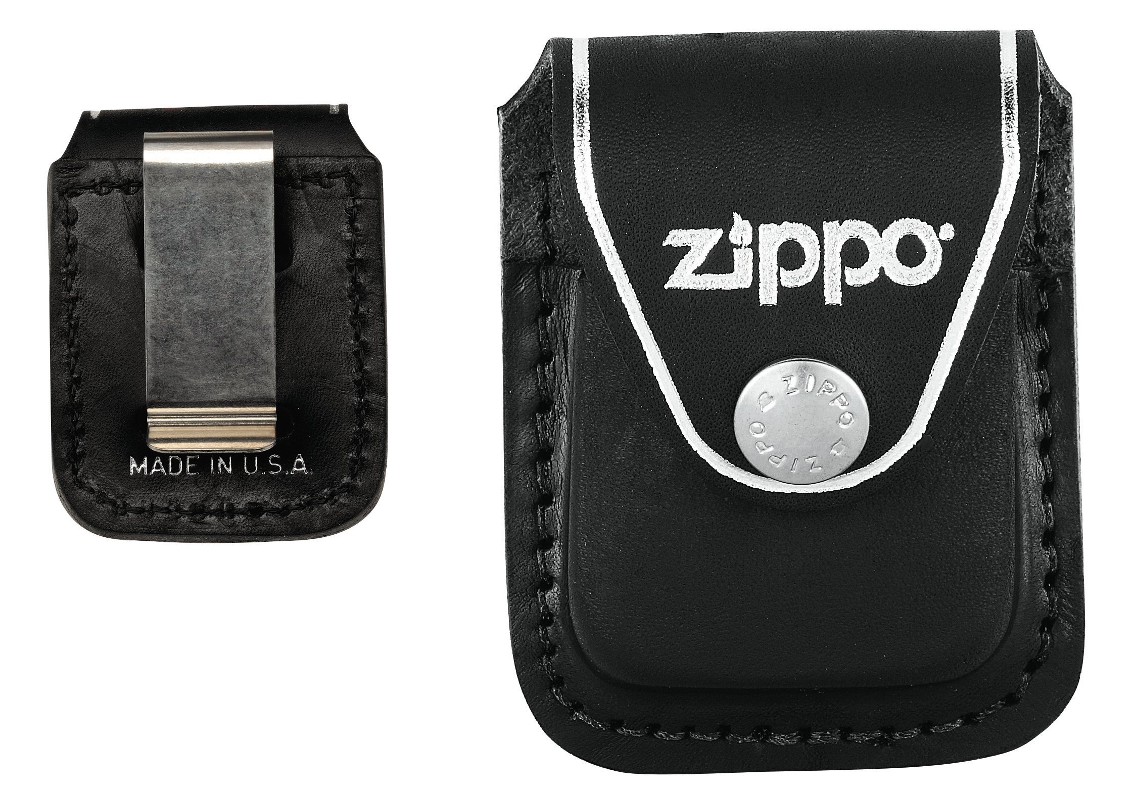 Zippo Black Leather Pouch with Clip