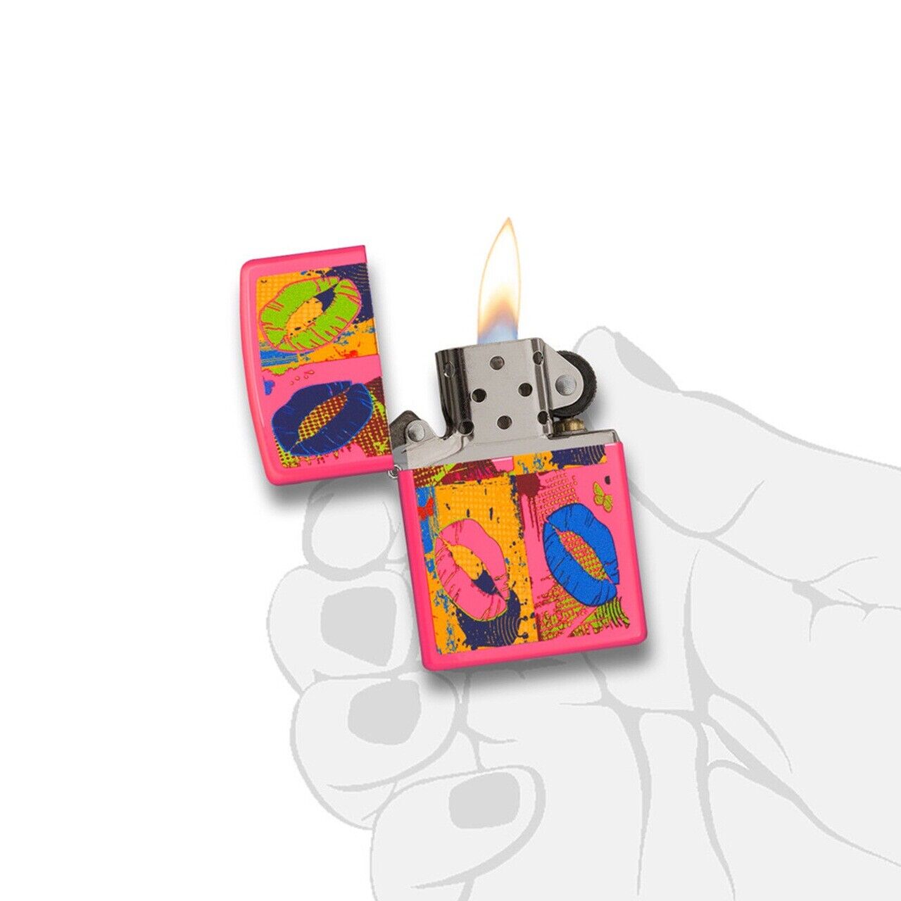 Zippo Windproof Lighter Pop Art Neon Pink Design