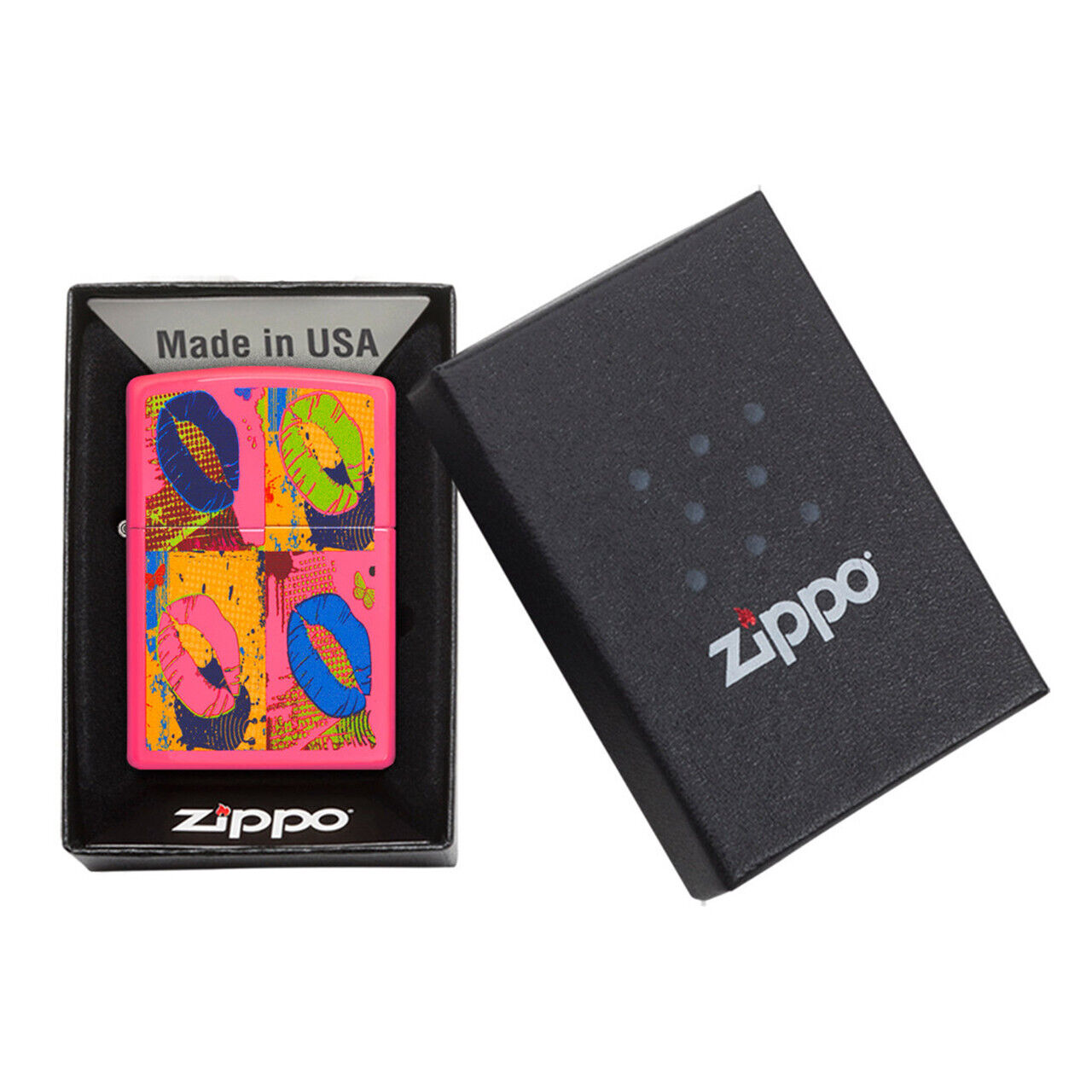 Zippo Windproof Lighter Pop Art Neon Pink Design