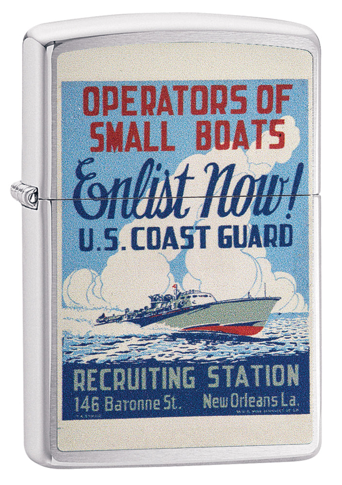 Zippo Windproof Lighter Enlist Now US Coast Guard Brushed Chrome