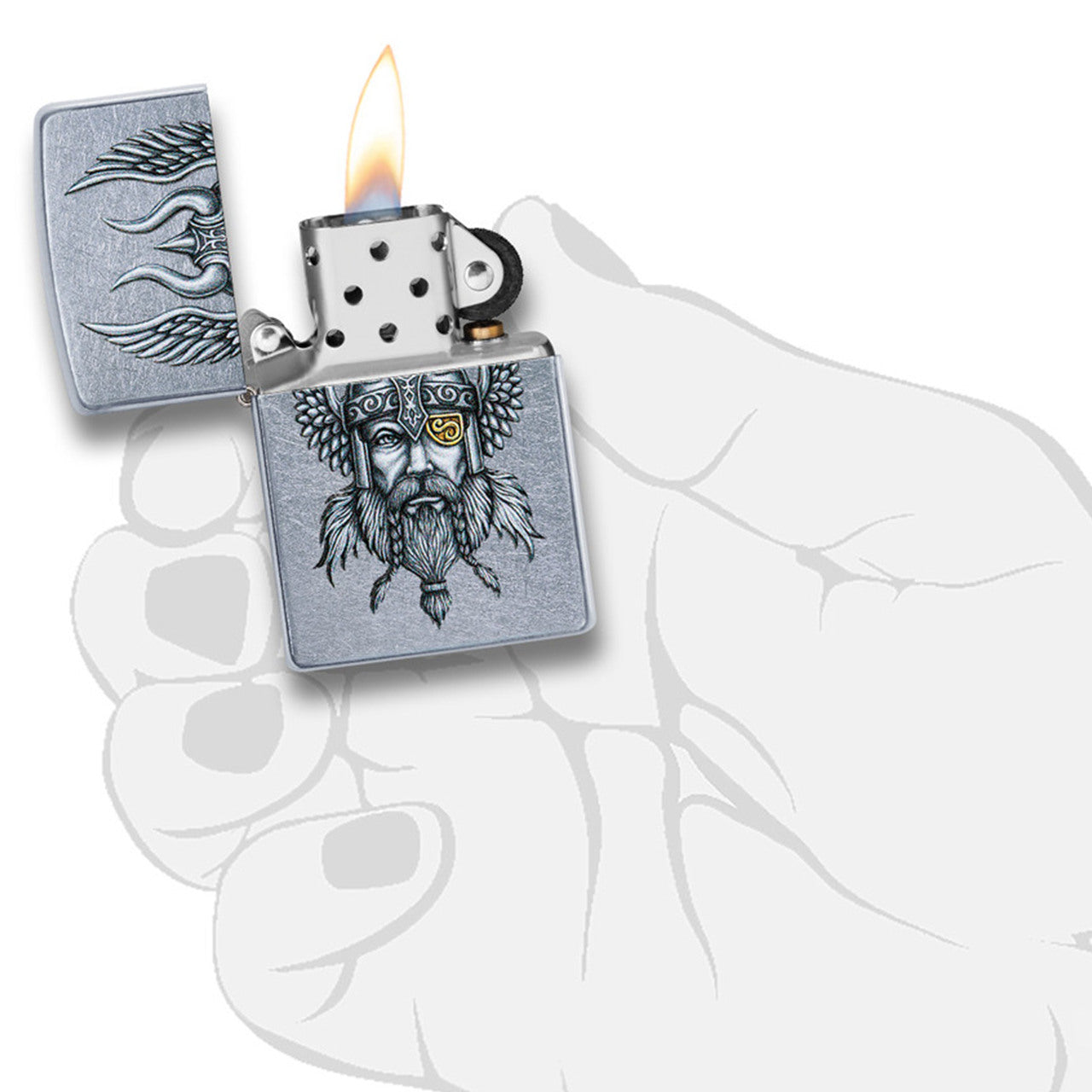 Zippo Windproof Lighter Viking Street Chrome