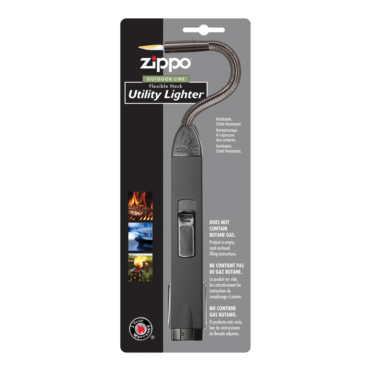 Zippo Flex Neck Black Unfilled Wind Resistant Reusable Dual Flame