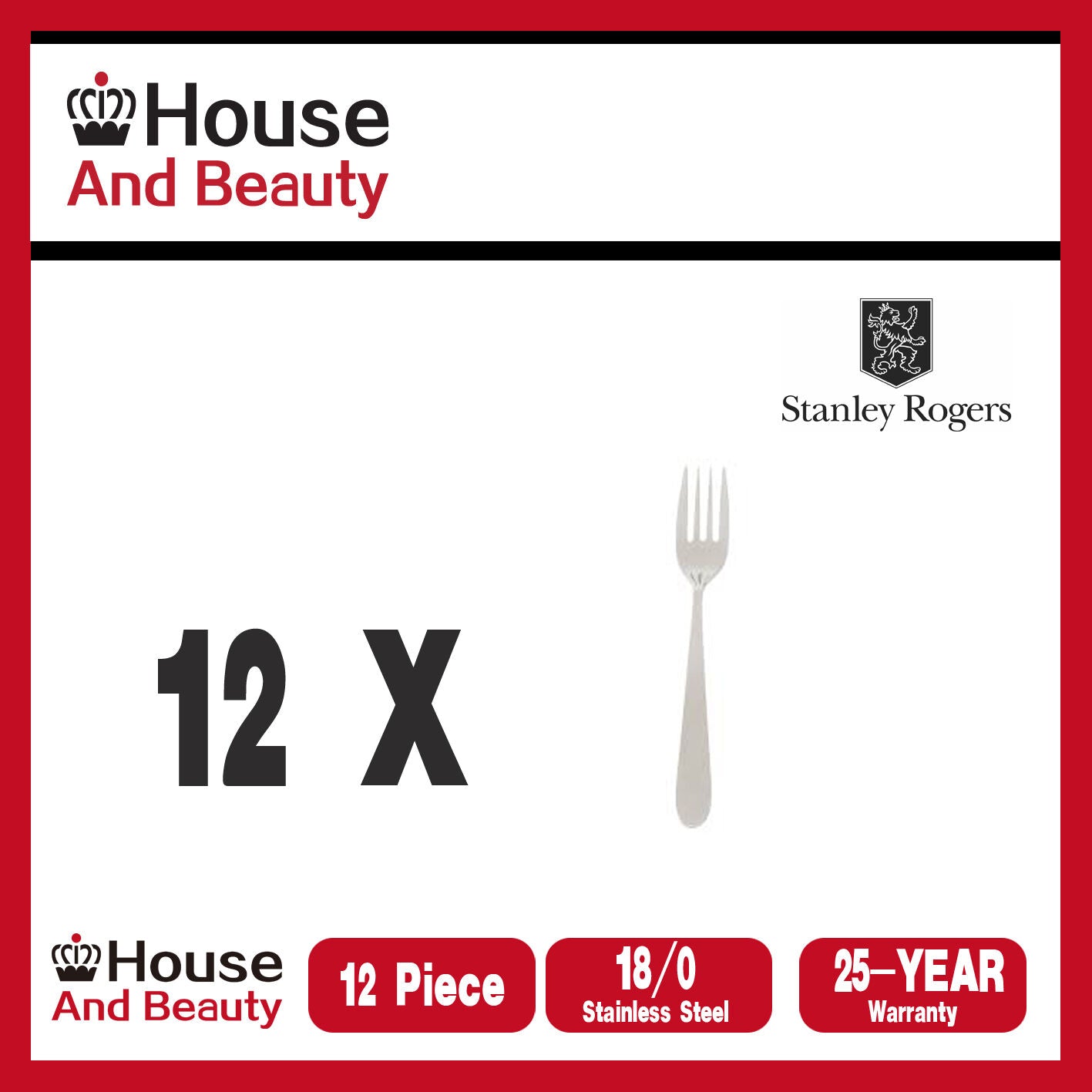 Stanley Rogers Albany 12 Piece Fruit Fork Set