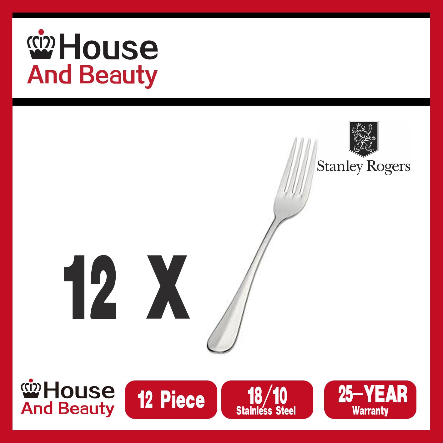 Stanley Rogers Baguette 12 Piece Dessert Fork Set