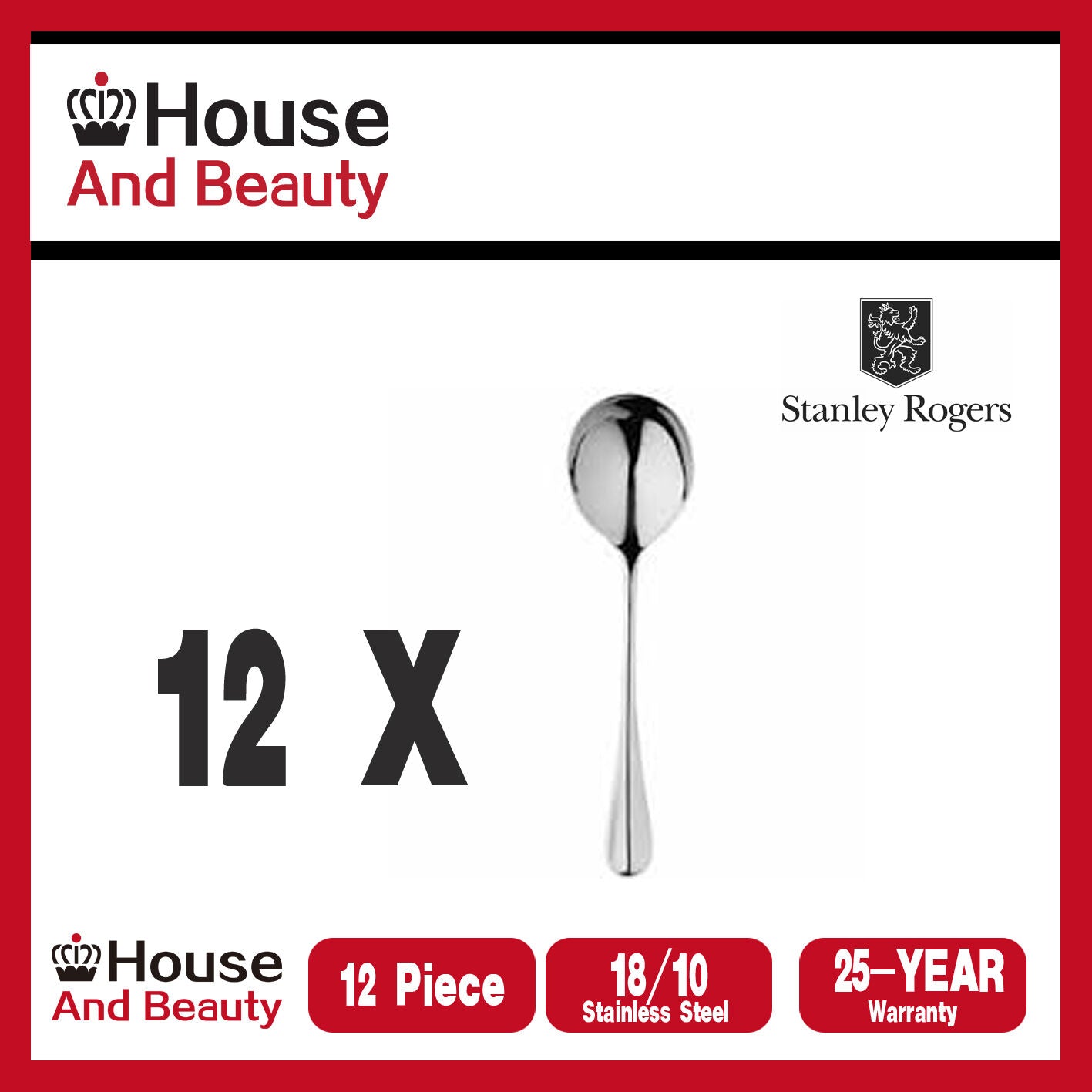 Stanley Rogers Baguette 12 Piece Soup Spoon Set