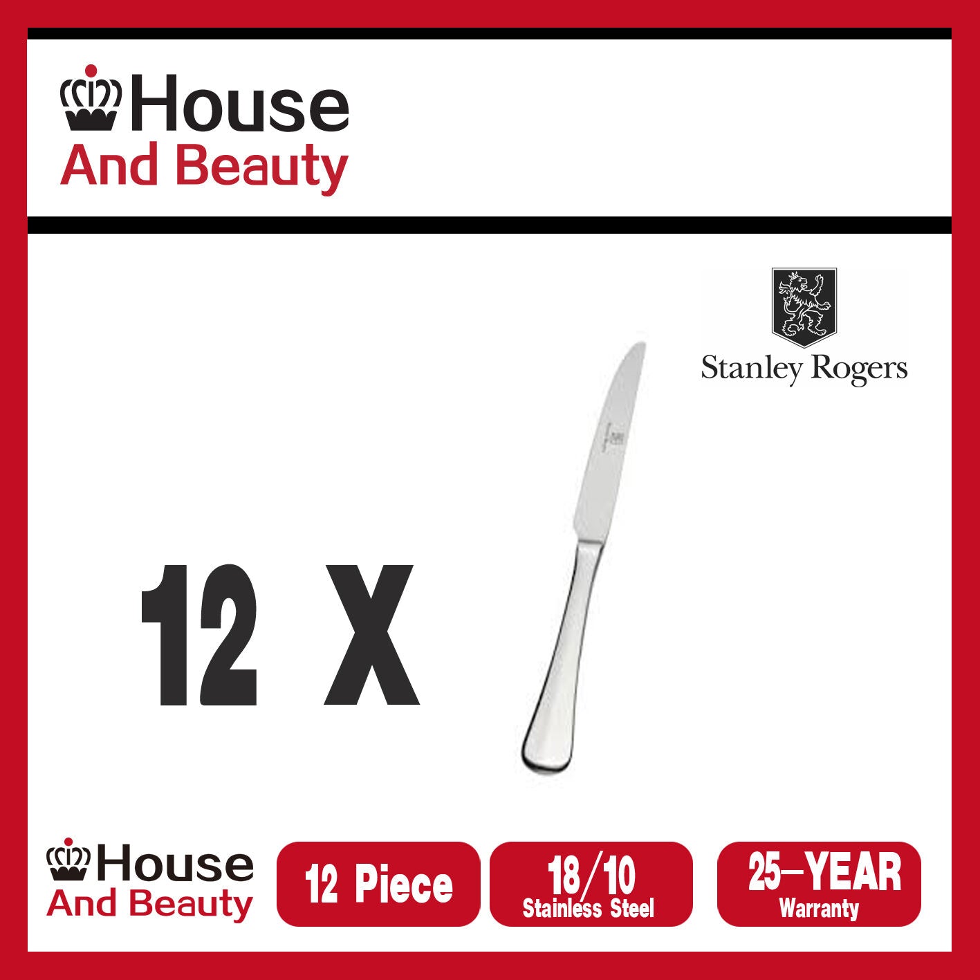 Stanley Rogers Baguette 12 Piece Dessert Knife Set