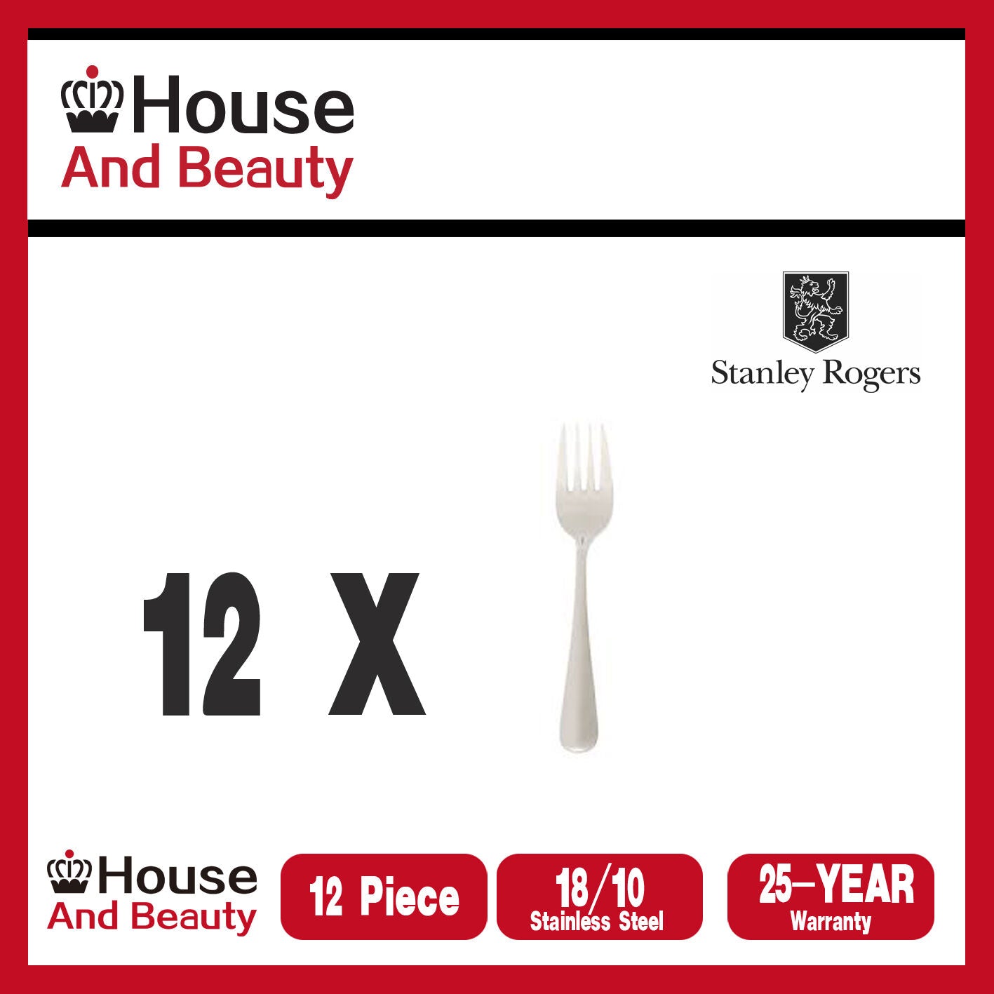 Stanley Rogers Baguette 12 Piece Fruit Fork Set