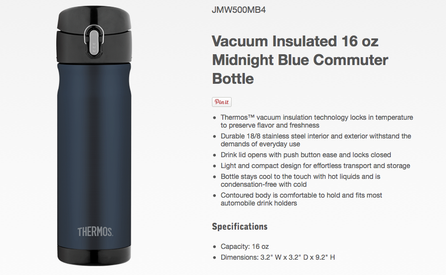 Thermos Vacuum Insulated Commuter Bottles 470ml