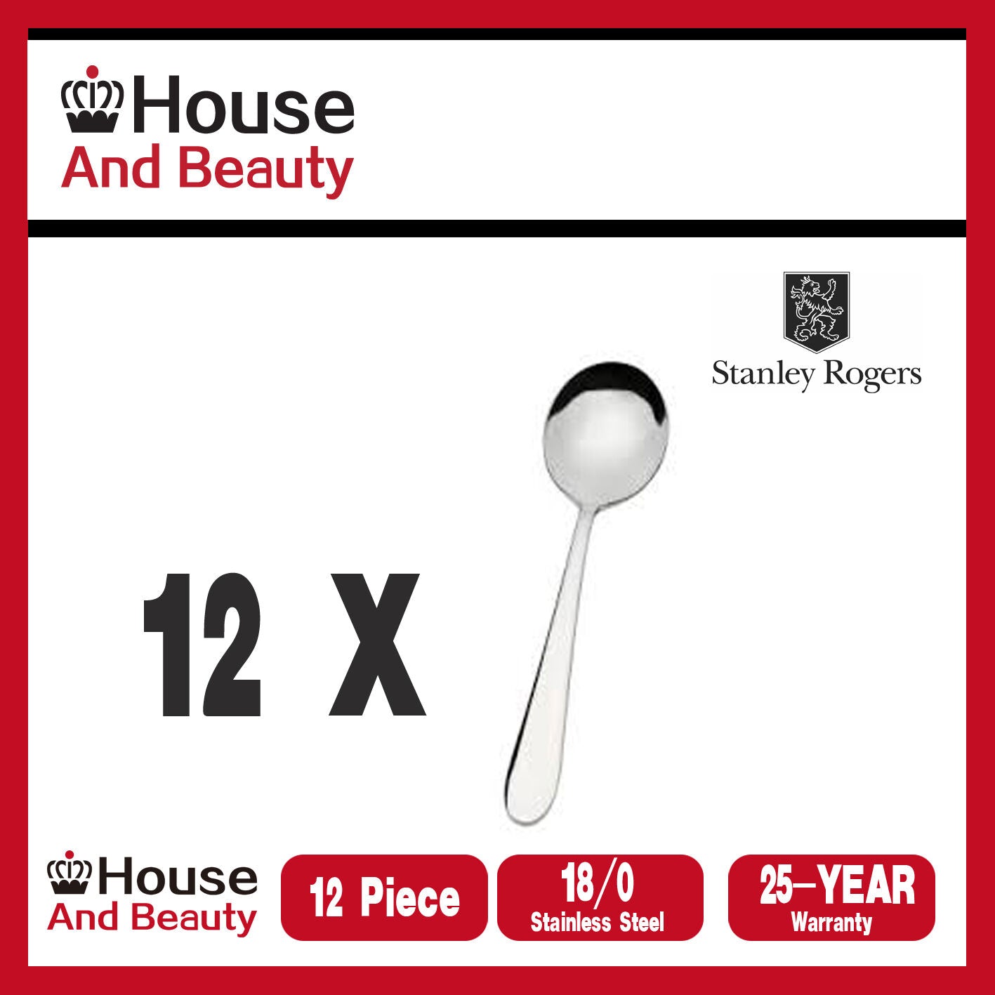 Stanley Rogers Albany 12 Piece Soup Spoon Set