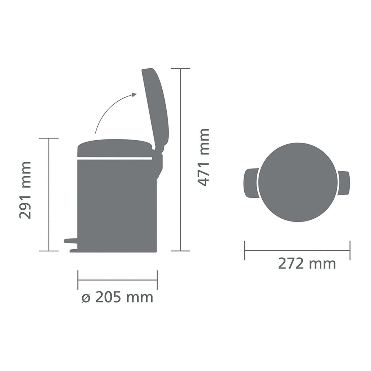 Brabantia Newlcon Pedal Bin 5 Litre - Matte Black