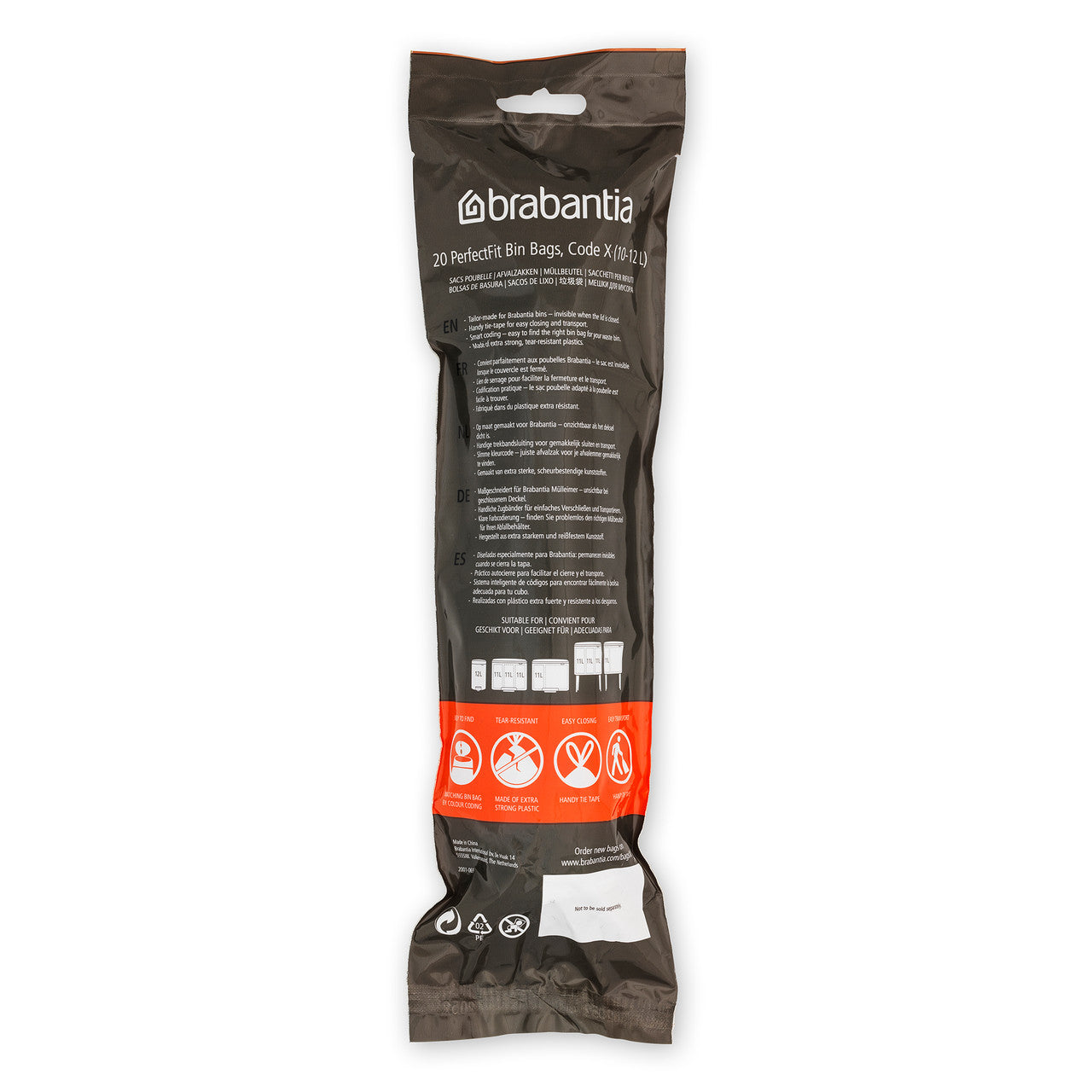 Brabantia Smartfix Pedal Bin Liner - Code X 10-12 Litre (BO / ICON) 20 Bags