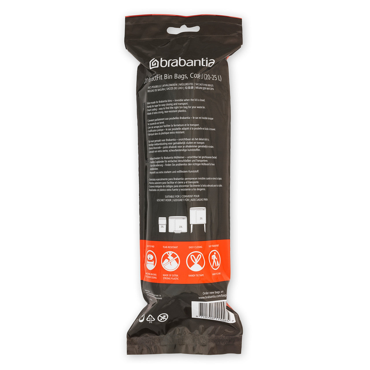 Brabantia Smartfix Pedal Bin Liner - Code J 23 Litre (BO) 20 Bags