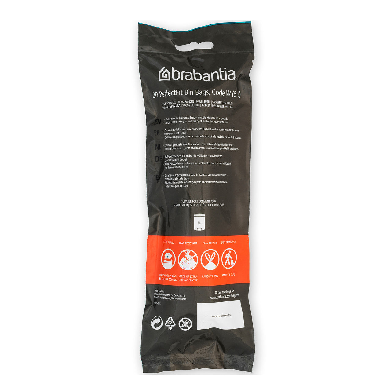 Brabantia Smartfix Pedal Bin Liner - Code W (5 Litre NICON) 20 Bags