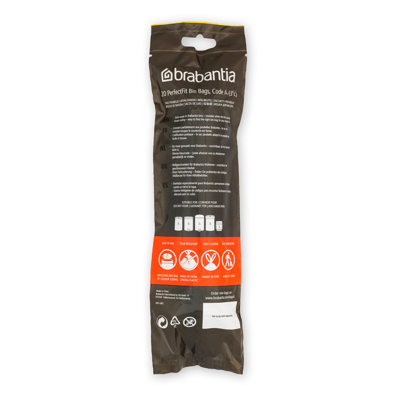 Brabantia Smartfix Pedal Bin Liner - Code A (3 Litre) 20 Bags / Roll
