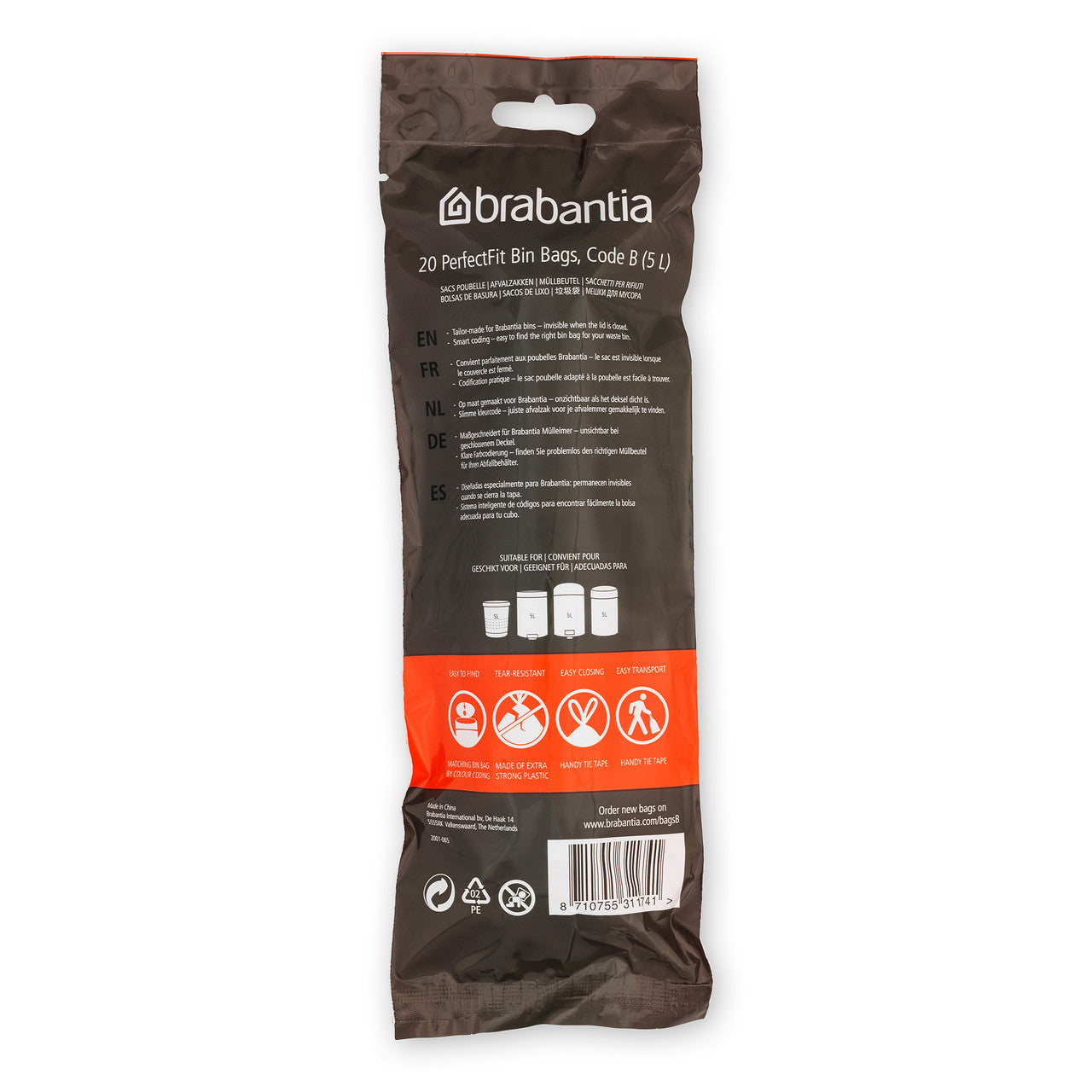 Brabantia Smartfix Pedal Bin Liner - Code B (5 Litre) 20 Bags / Roll