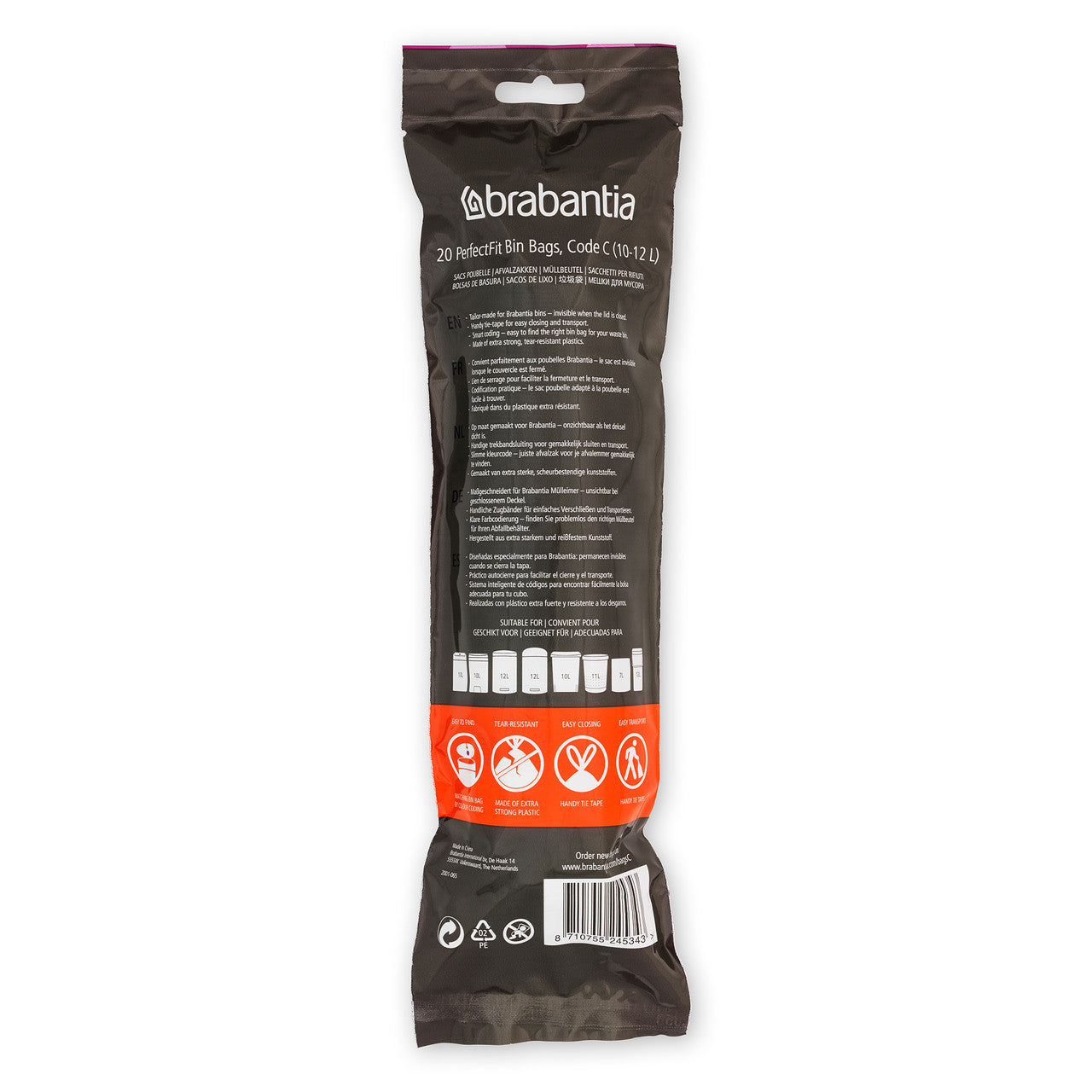 Brabantia Smartfix Pedal Bin Liner - Code C (10/12 Litre) 20 Bags