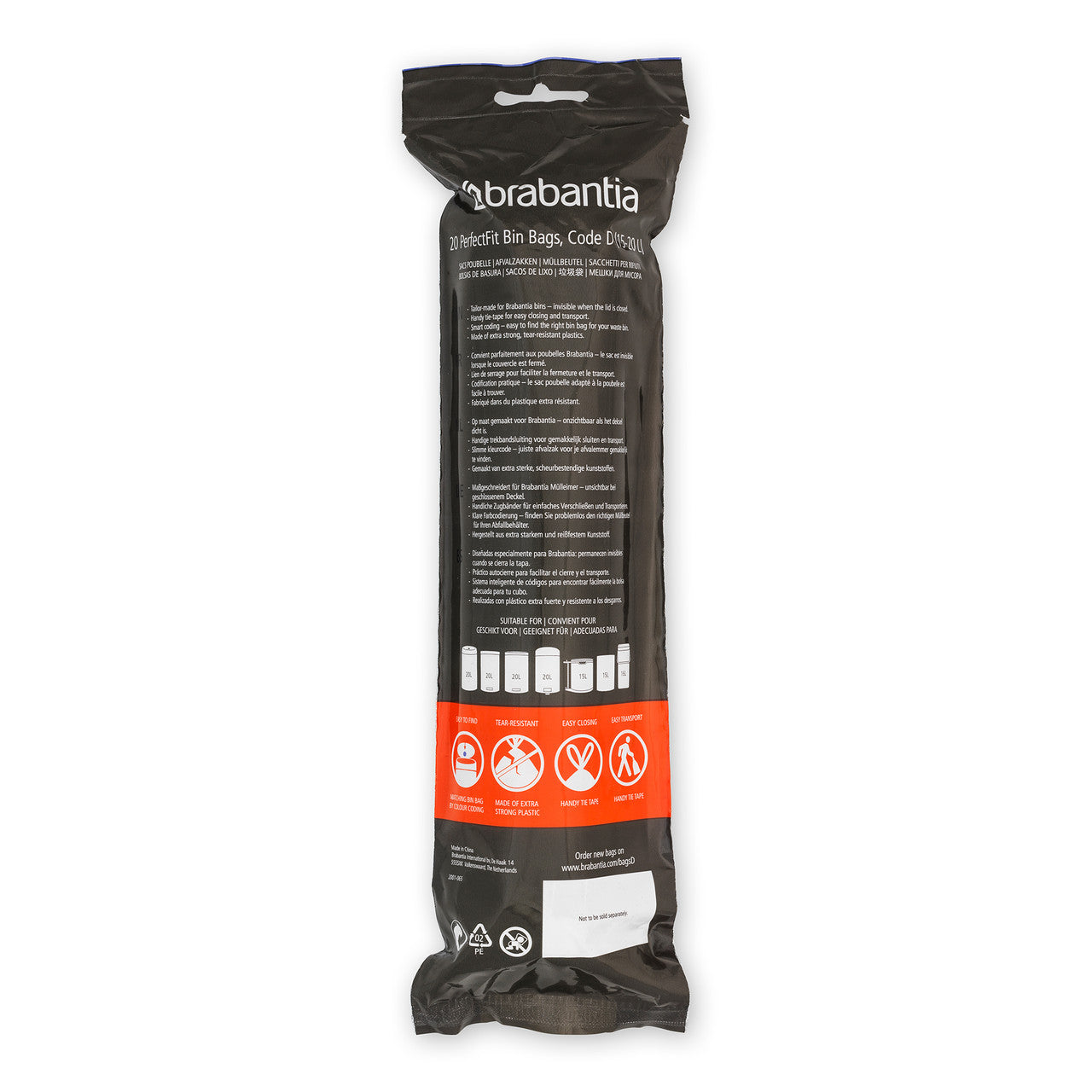 Brabantia Smartfix Pedal Bin Liner - Code D (15/20 Litre) 20 Bags