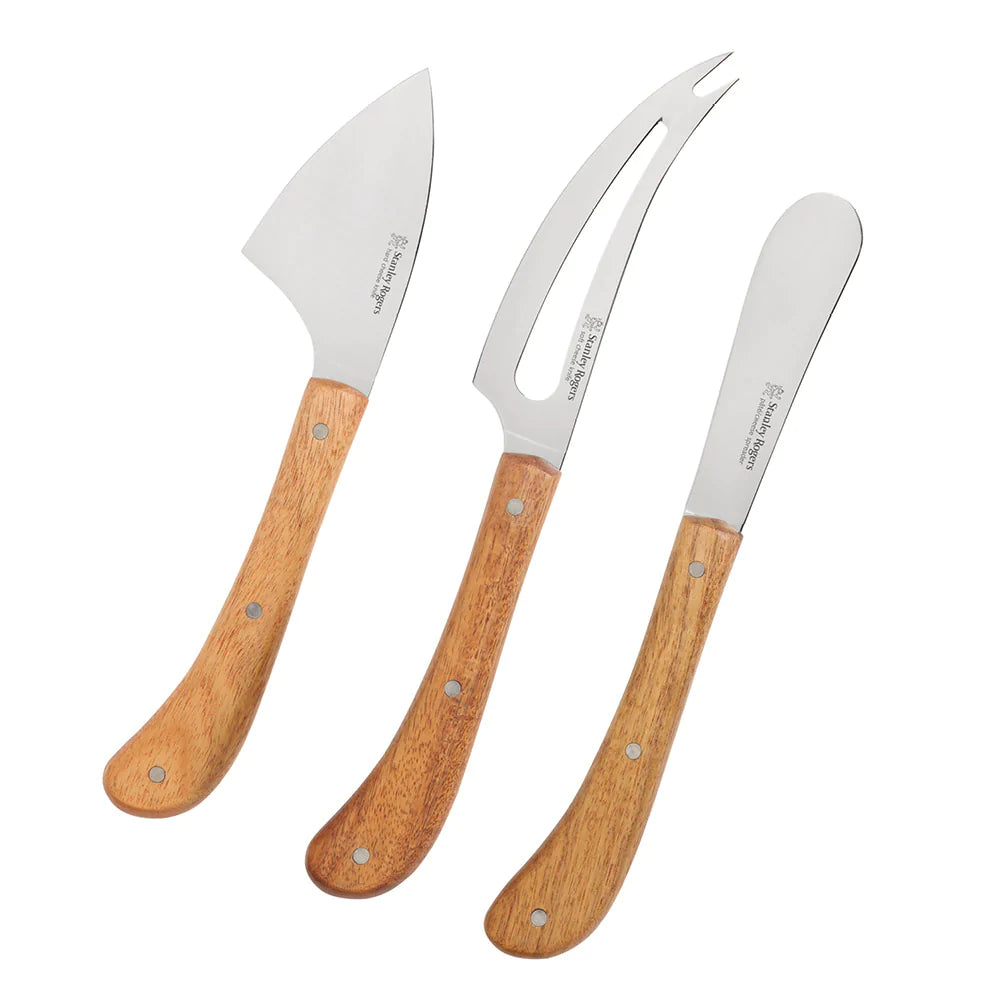 Stanley Rogers Pistol Grip 3 Piece Cheese Knife Set - Acacia Wood