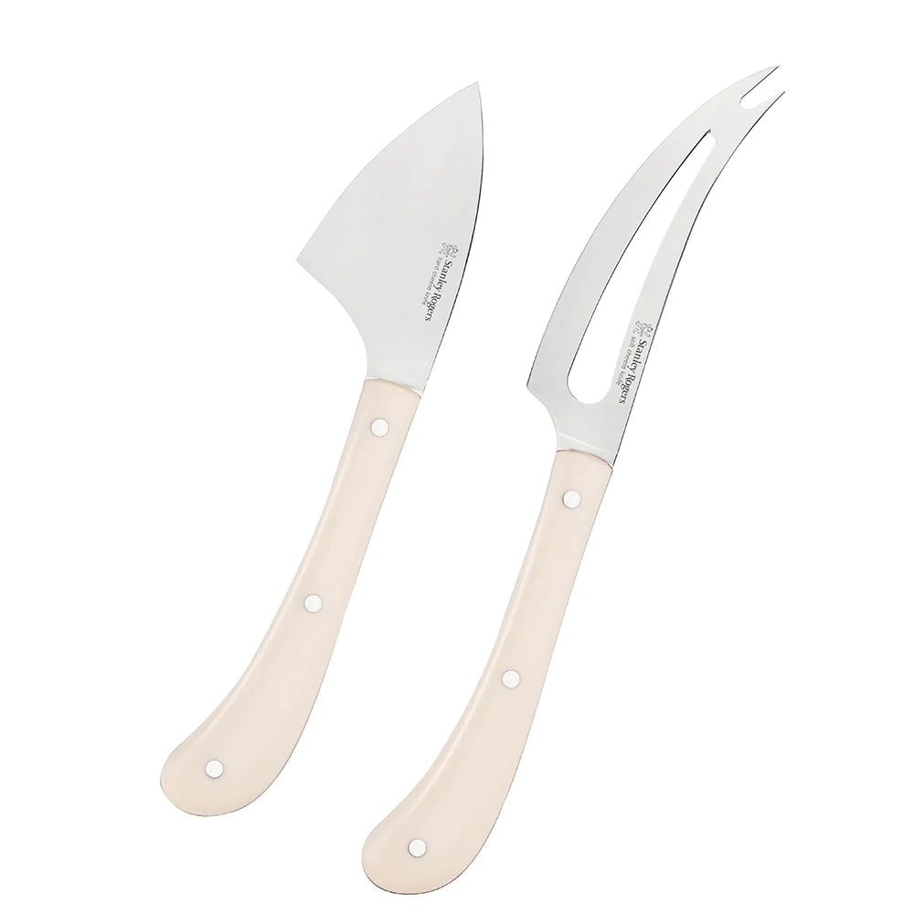 Stanley Rogers Pistol Grip 2 Piece Cheese Knife Set - Cream