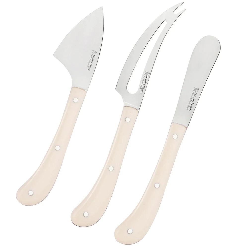 Stanley Rogers Pistol Grip 3 Piece Cheese Knife Set - Cream