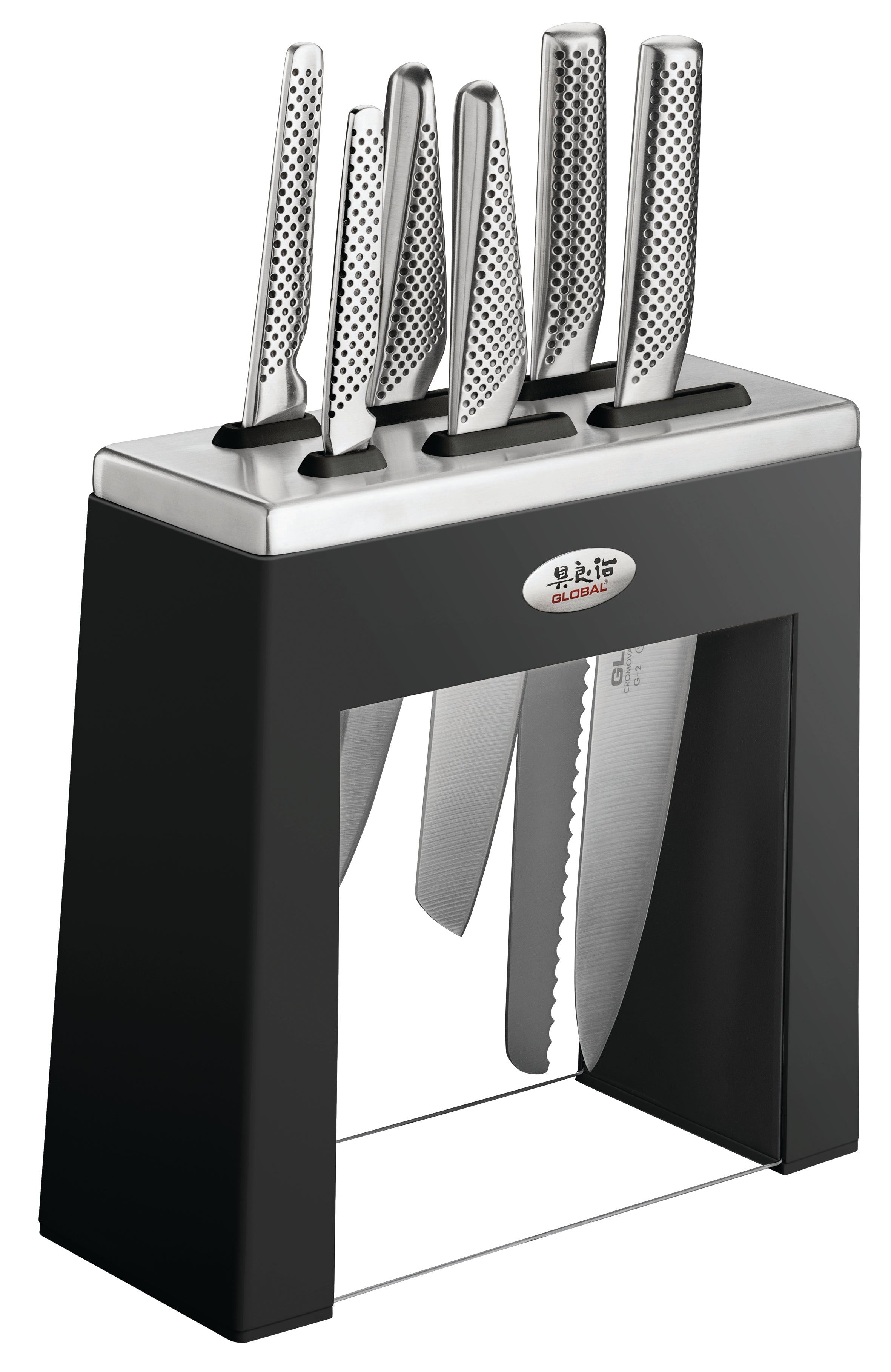 Global Kabuto 7 Piece Knife Block Set - Black