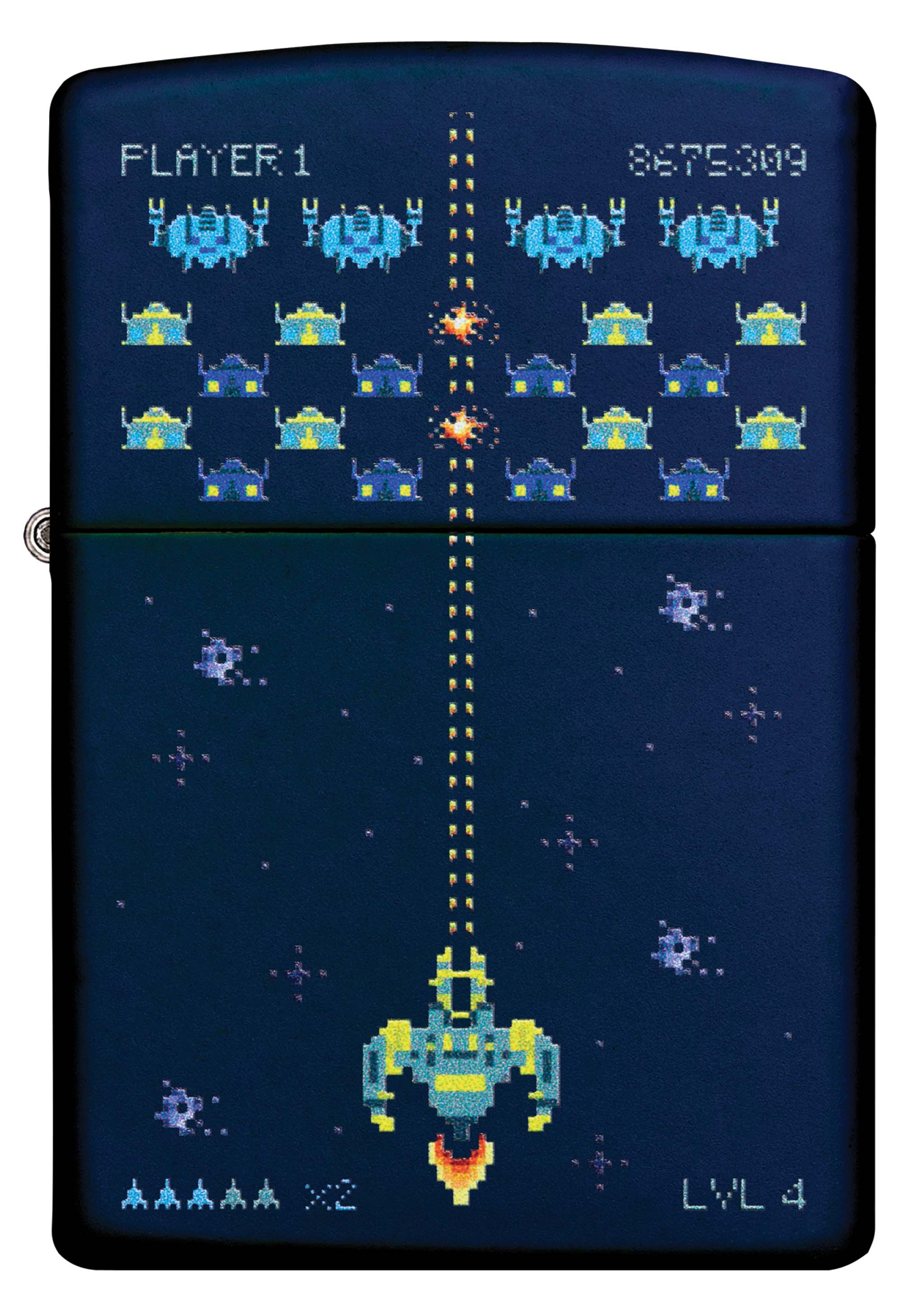 Zippo Lighter Space Pixel Game Design Navy Matte