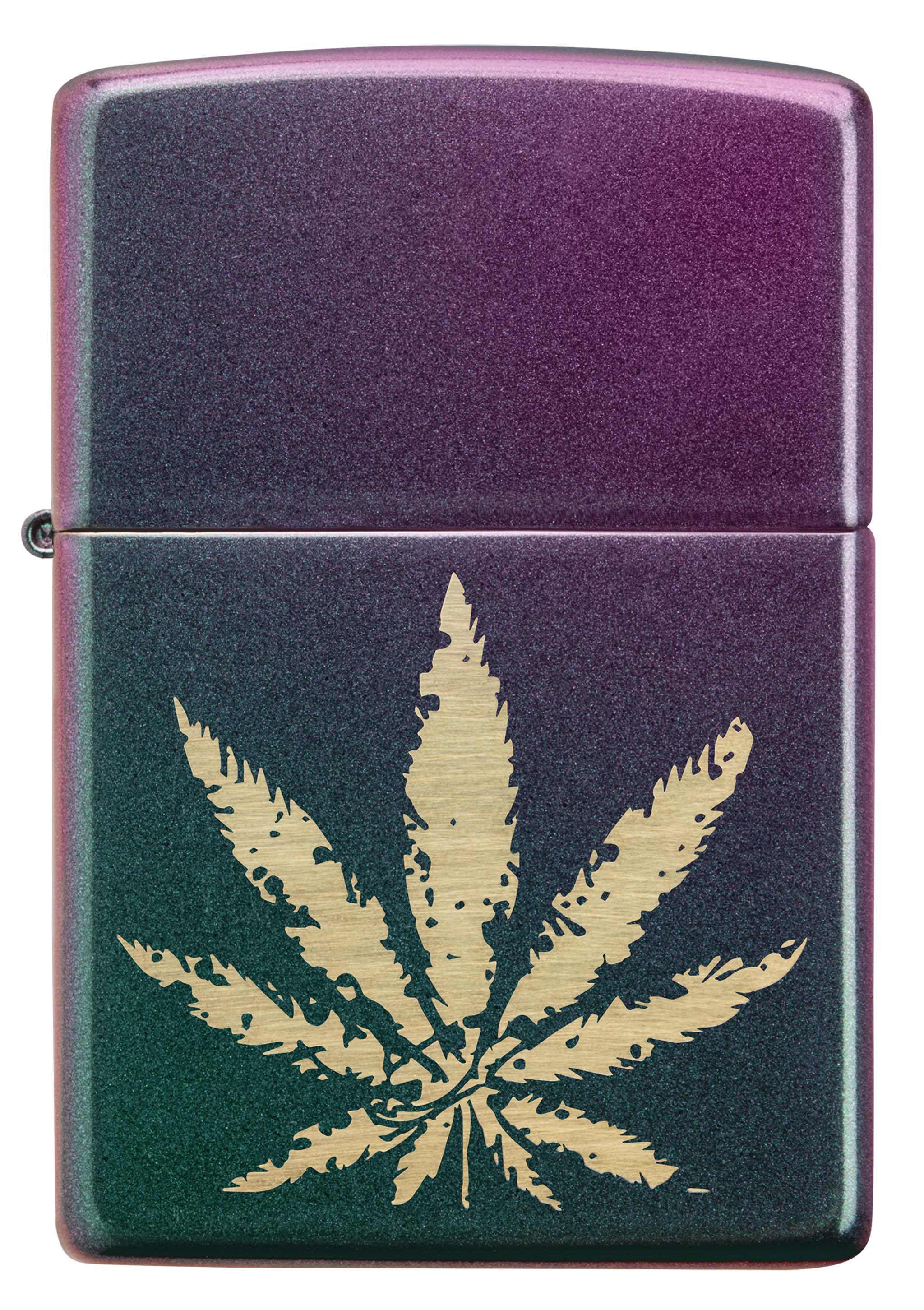 Zippo Windproof Lighter Iridescent Leaf Cannabis Design