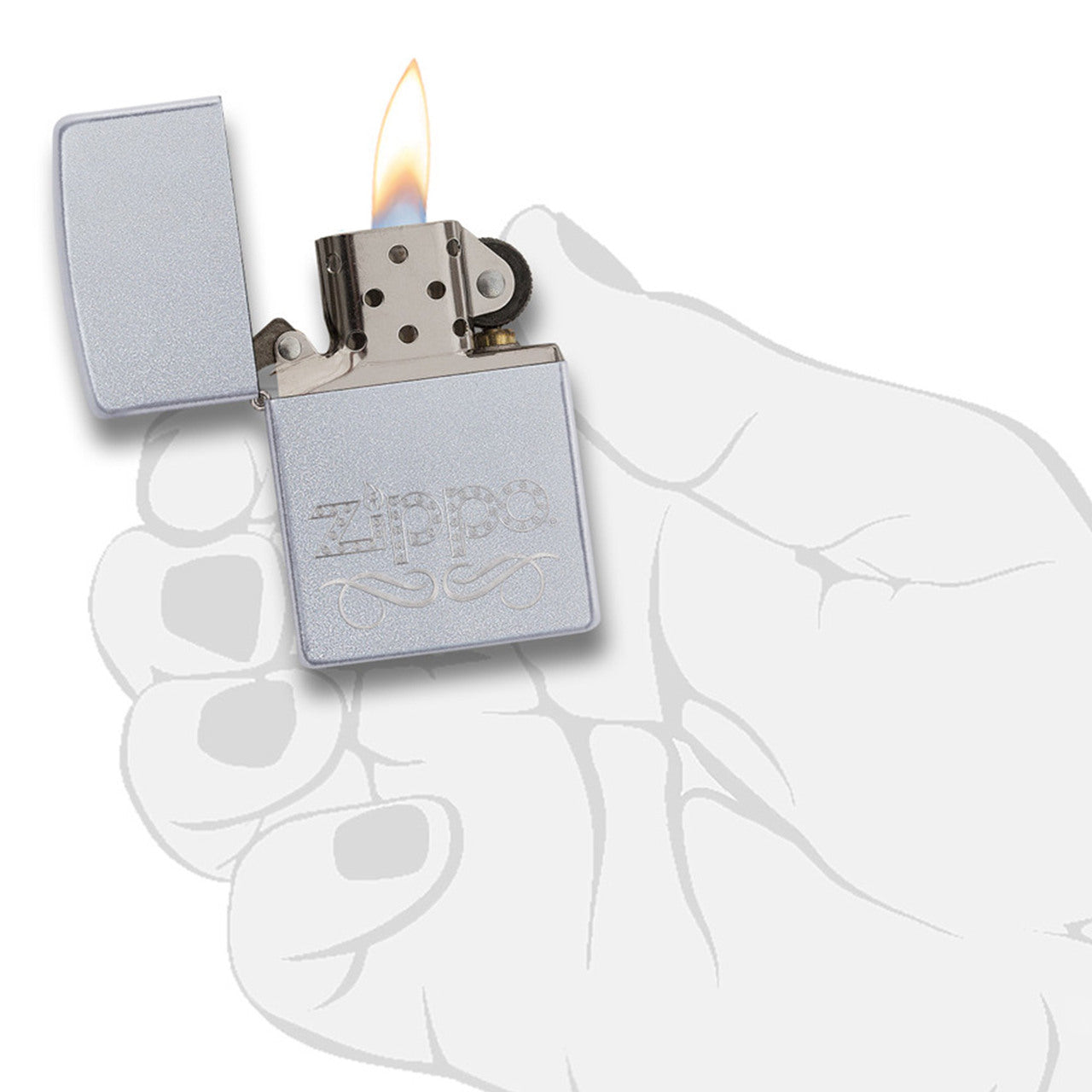 Zippo Windproof Lighter Scroll Satin Chrome