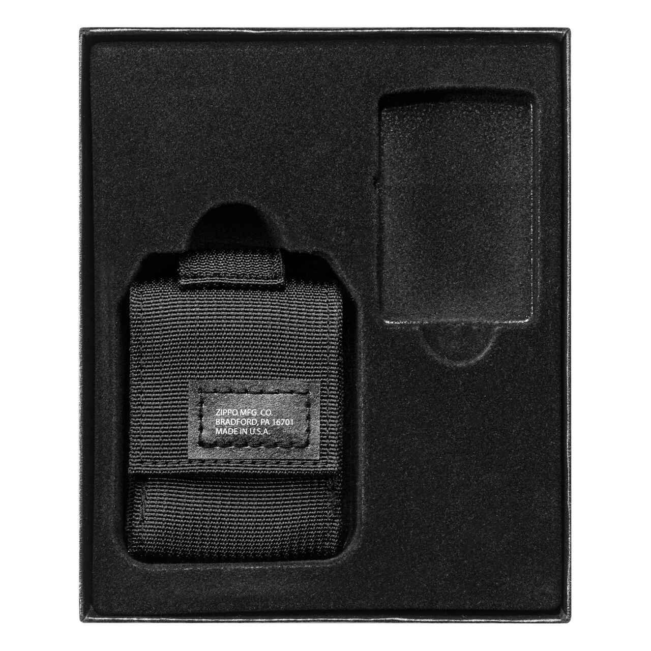 ZIPPO Black Crackle Windproof Lighter And Black Tactical Pouch Gift Set
