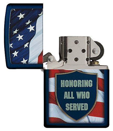 Zippo Lighter 29092 All Who Served Logo Blue Matte