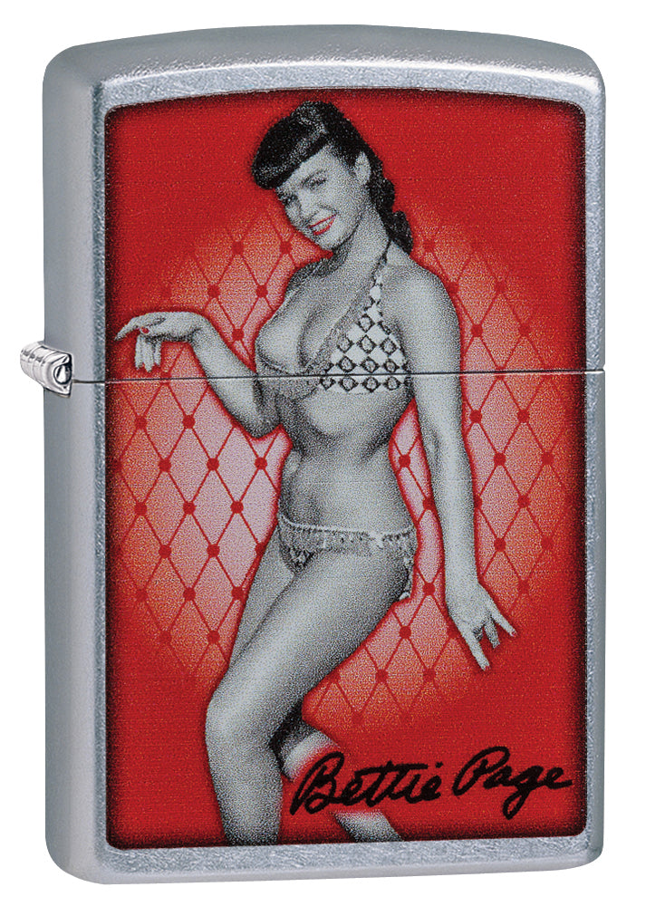 Zippo Windproof Bettie Page Fishnet Logo Street Chrome
