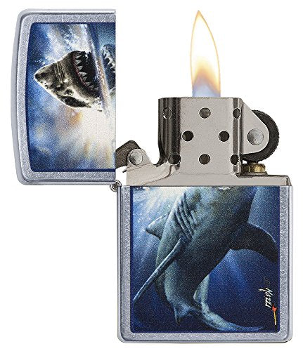 Zippo Great White Mazzi Shark Attack Street Chrome