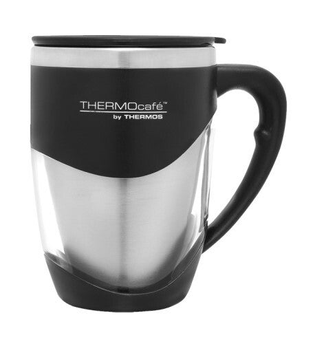 Thermos ThermoCafe Stainless Steel Inner Double Wall Desk Mug Black 375ml