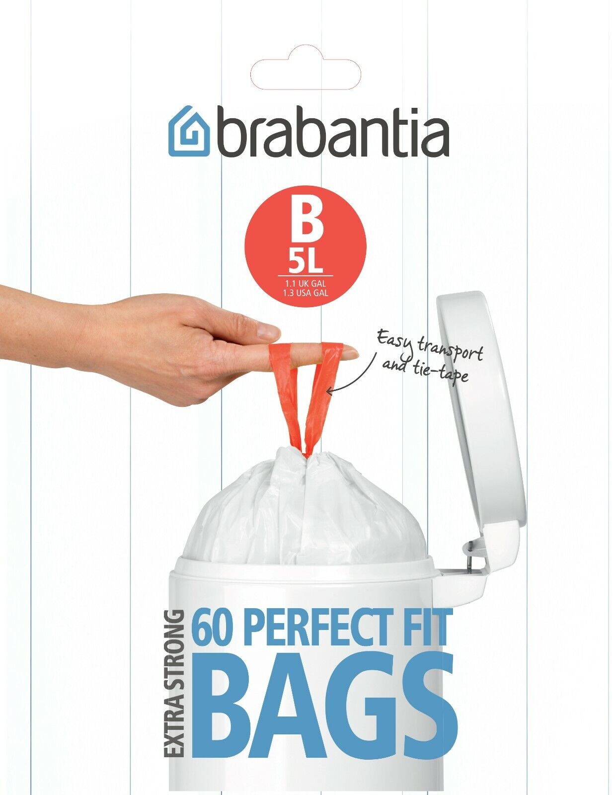 Brabantia Smartfix Pedal Bin Liner - Code B (5 Litre) 60 Bags / Roll